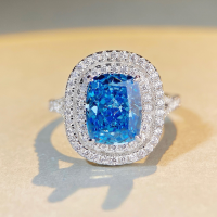 wholesale Sterling Silver High Carbon Diamond Ring for Women, Ins Princess Square Bezel Setting Ring, Douyin Live Streaming Wholesale Source, Silver Ring Does Not Fade-White Diamond-CBJZ195 No.6