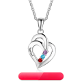 wholesale S925 Sterling Silver Engraved Minimalist Heart-Shaped "Hearts Entwined" Personalized Name Gemstone Necklace-0-0