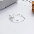 wholesale S925 Sterling Silver Korean Style Minimalist Frosted Brushed Texture Sphere Small Creative Design Ring-0-3