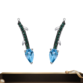 wholesale S925 silver vintage-style designer earrings with natural topaz gemstone, ear studs-0-0