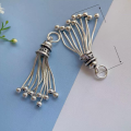 wholesale S925 Sterling Silver Vintage Butterfly Tassel Bead Fringe Pendant DIY Bracelet String Crystal Braided Cord Silver Accessories Pendant-0-8