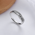 wholesale S925 Sterling Silver Korean-style Personalized Hip-hop Street Fashion Multi-layer Crossed Wrapped Trendy Open Ring-0-0