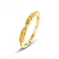 wholesale 10K Gold Plated S925 Sterling Silver Fashionable Minimalist Olive Branch Adjustable Pinky Ring for Women Wholesale-0-0