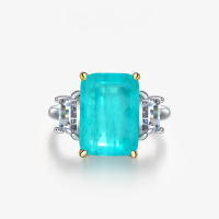 wholesale [925 Sterling Silver] Shipei New 10*14mm Rectangular 8ct Synthetic Paraiba Ring Ins Internet Celebrity Couple Gift-Paraiba color 10*14; N85【R-0314】 No.7
