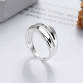 wholesale S925 Sterling Silver Retro Korean Style Minimalist Multi-Layer Line Small Design Open Adjustable Ring for Women-0-1