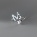 wholesale Metal S925 Silver Nalan Your Name Korean Style Single Diamond 26 English Letters Adjustable Ring J3869-0-17