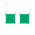 wholesale S925 Silver Simulated Synthetic Paraiba Earrings with Simulated Emerald for Women, Square-Cut Stud Earrings, Simple and Unique-0-0