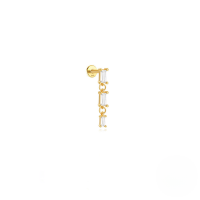 wholesale S925 Sterling Silver Rhinestone Piercing Thread Ear Cuff With Fringe Chain, Turquoise Heart-Single gold #8