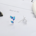 wholesale S925 Sterling Silver Vintage Small Fresh Enamel Drip Glue Leaf Ear Studs Korean Style Forest Series Creative Versatile Earrings-0-2