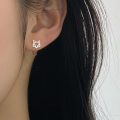 wholesale S925 Sterling Silver Minimalist Hollow-Out Fox Ear Hooks, Ins Style Niche Design, Ear-Friendly for Sleeping and Washing, No Need to Remove Earrings M05700-0-1