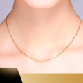 wholesale AU750 18K Gold Women's Necklace, Japanese Import Craft Box Chain, Minimalist and Versatile Color Gold Collarbone Chain for Layering-0-0