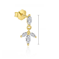wholesale S925 Sterling Silver Tassel Zircon Earrings for Women, European and American Fashion, Light Luxury French Design Cross-border Wholesale-E4816-Gold/Single Cloverleaf 925 Silver