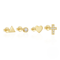 wholesale 925 Sterling Silver Geometric Star And Moon Zircon-pearl Earring Set, Hot-selling In Europe And America-Set of 4 - Gold #6 925 Silver