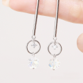 wholesale S925 Sterling Silver Korean-style Women's Small Hoop Earrings with Geometric Tassel Drop, Long Minimalist Dangle Earrings for 2023-0-1