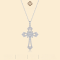 wholesale 925 Silver Fashion Light Luxury Moissanite Necklace for Women, Personalized Style Live Broadcast Hot Selling Ready-to-Ship Cross Collarbone Chain Dropshipping-0-0