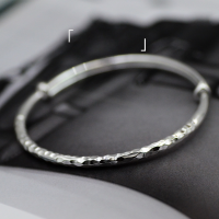 wholesale 9999 Pure Silver Thai Chiang Mai Diamond-Patterned Push-Pull Bracelet for Women, Handcrafted Ancient Hammered Plain Silver Bangle-Silver ring (1000007) 999.9 pure silver