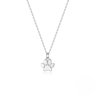 wholesale 925 Sterling Silver, Plated With White Gold Plated, Minimalist, Cute, Girl-next-door Style Cat Paw Or Dog Paw Necklace-Platinum 925 silver