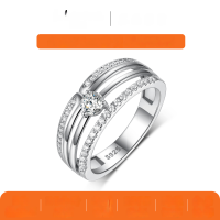 wholesale S925 Sterling Silver Moissanite Ring, Fashionable and Elegant Women's Ring, Unique Sparkling and Exquisite Sold Hot on eBay-Silver 0.3 carat (with certificate)  11 US