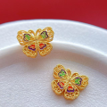 wholesale S925 gold-plated butterfly-style pendant lucky cat charm bracelet bead DIY handmade spacer semi-finished accessory-0-9
