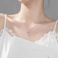 wholesale S925 Sterling Silver Grid Element Necklace for Women Korean Sweet Dreamy Shiny Diamond Collarbone Chain D7357-0-3
