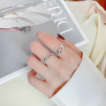 wholesale S925 Sterling Silver Hollow-out Interlaced Heart Open Ring Fashion Commuting Ins Luxury Style Index Finger Ring-0-3
