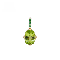 wholesale 9k Gold Japanese Minimalist Style Green Peridot and Tsavorite Pendant-Green Olive and Tsavorite Pendant (without chain)  9K