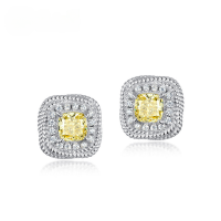 wholesale S925 Sterling Silver Cross-Border New European and American Style Square Ice-Cut High-Carbon Diamond Stud Earrings for Cross-Border Supply-Thick Silver Platinum 925 Silver