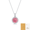 wholesale S925 Silver Women's New Round Pendant Necklace Wedding Pink Moissanite Gift Jewelry In Stock Wholesale-0-6