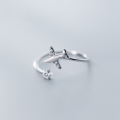 wholesale S925 Sterling Silver Ring Women's Korean Style Small Fresh Lovely Five-Pointed Star Simple Airplane Inlaid with Diamond Openable J6063-0-0