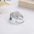 wholesale S925 Sterling Silver Retro Matte Craft Resin Enamel Lotus Koi Design Adjustable Ring-0-2