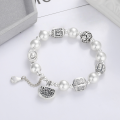 wholesale S925 Sterling Silver Mosaic-style Peace and Joy Lock Ingot Multi-element Charm Bracelet Ethnic-style Accessory-0-0