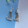 wholesale S925 Sterling Silver Vintage Butterfly Tassel Bead Fringe Pendant DIY Bracelet String Crystal Braided Cord Silver Accessories Pendant-0-7
