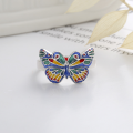 wholesale S925 Sterling Silver Colorful Dripping Glaze Three-Dimensional Butterfly Design Ring Vintage Classical Style Index Finger Ring-0-1