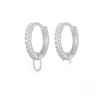 wholesale S925 Sterling Silver Geometric Heart Earrings With Crystals, Cross-border Bestseller, Versatile Ear Cuff-Platinum-Purple