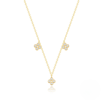 wholesale S925 Silver Alloy Flower Four-leaf Clover Bezel-set Zirconia Necklace With Korean Design And Zircon Accents-Gold 925 silver