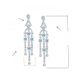 wholesale 925 Silver Gold-Plated New TikTok Live Hot Sale Natural Topaz Sky Blue Earrings with Tassels for Women-0-5