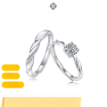 wholesale Metal S925 Moissanite Perfect Match Ring Creative Adjustable Live Port Source Spot Couple Rings Wholesale-0-1