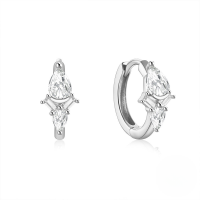 wholesale S925 Sterling Silver Geometric Love Open Earrings With Crystals, Irregular Design For Women-White Gold #6