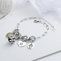 wholesale [S925 Sterling Silver] Retro Heavy Work Crown Multi-Style Bracelet for Women, Ins Trendy Individualistic Hip-Hop Punk Chain Accessory-YS075/approx. 12.8g 925 silver