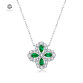 wholesale 925 Silver Iridescent Pendant with Chain Cultivated Emerald Silver Jewelry Necklace Luxe and Sophisticated-0-1