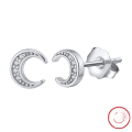 wholesale S925 Sterling Silver White Zircon Crescent Moon Earrings Fashionable and Unique Stud Earrings Factory Direct Wholesale-0-2