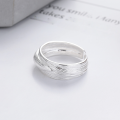 wholesale S925 Sterling Silver Trendy Dawon East Gate INS Brushed Texture Ring, Internet-Famous Style Geometric Irregular Finger Ring-0-3