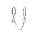 wholesale S925 Sterling Silver Korean Dongdaemun Minimalist Design Letter H Single-sided Tassel Street Style Hoop Earrings-0-5