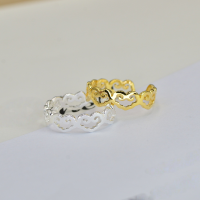 wholesale S925 Sterling Silver Gold-Plated New Chinese Style Adjustable Ruyi Ring for Women, National Trendy-Gold-plated