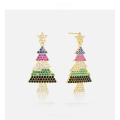 wholesale 925 Sterling Silver Rainbow Christmas Tree Earrings for Women, Long DropIns Style Christmas Silver Earrings for Cross-Border E-Commerce Supply-0-1
