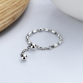 wholesale S925 Sterling Silver Korean-style Creative Olive Bead Chain Link Pendant with Adjustable Ring and Tassel-0-0