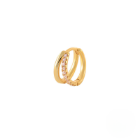 wholesale 925 Sterling Silver Double-layer Zircon-studded Ear Cuff Creative And Luxurious-Single gold-pink diamond