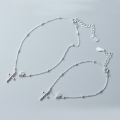 wholesale Sterling Silver S925 Women's Korean Style Fashion Diamond-Encrusted Cross Pendant Chain Bracelet, Elegant and Personalized Petite Hand Accessory S2604-0-0