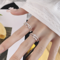 wholesale S925 Sterling Silver Double Layer Hollow Small Fish Ring, Korean Style Niche Zircon Adjustable Ring, Guangdong Haifeng-0-0