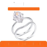 wholesale S925 Silver Oval Design Ring for Women with Curved Side Rings and Pavé Setting, Best-Selling Wedding Gift on Independent Websites-Gold 4.5 carats (with certificate)  6 US